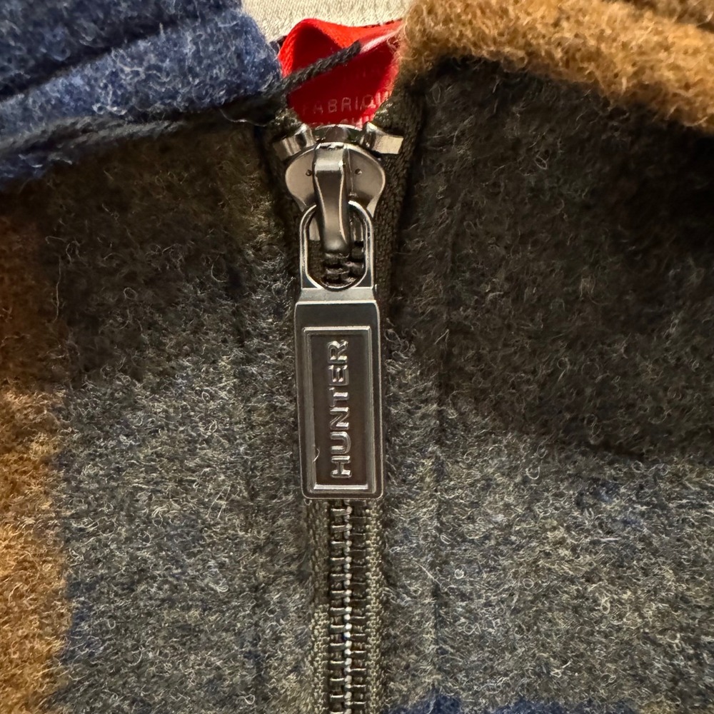 Hunter Elia Boiled Wool Plaid Jacket Small S Zip Up Collared Flap Pocket NWT - Picture 7 of 10